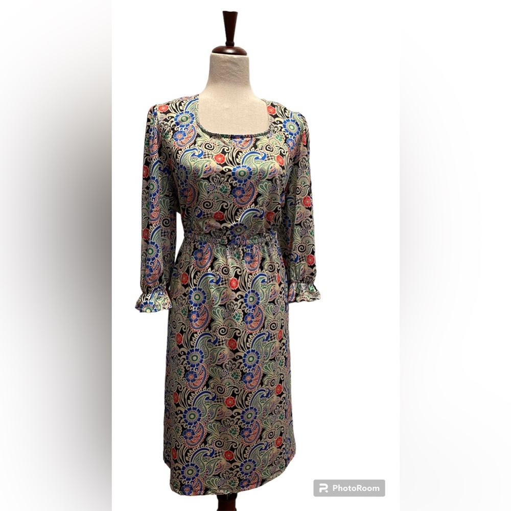 Heather B, Sz 1X, Multicolored, Paisley & Floral Midi Dress - EUC